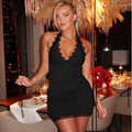 Cleo Halter Lace Mini Dress – Belle Marisol occasion dress, view 7