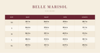 Ava size guide – Belle Marisol