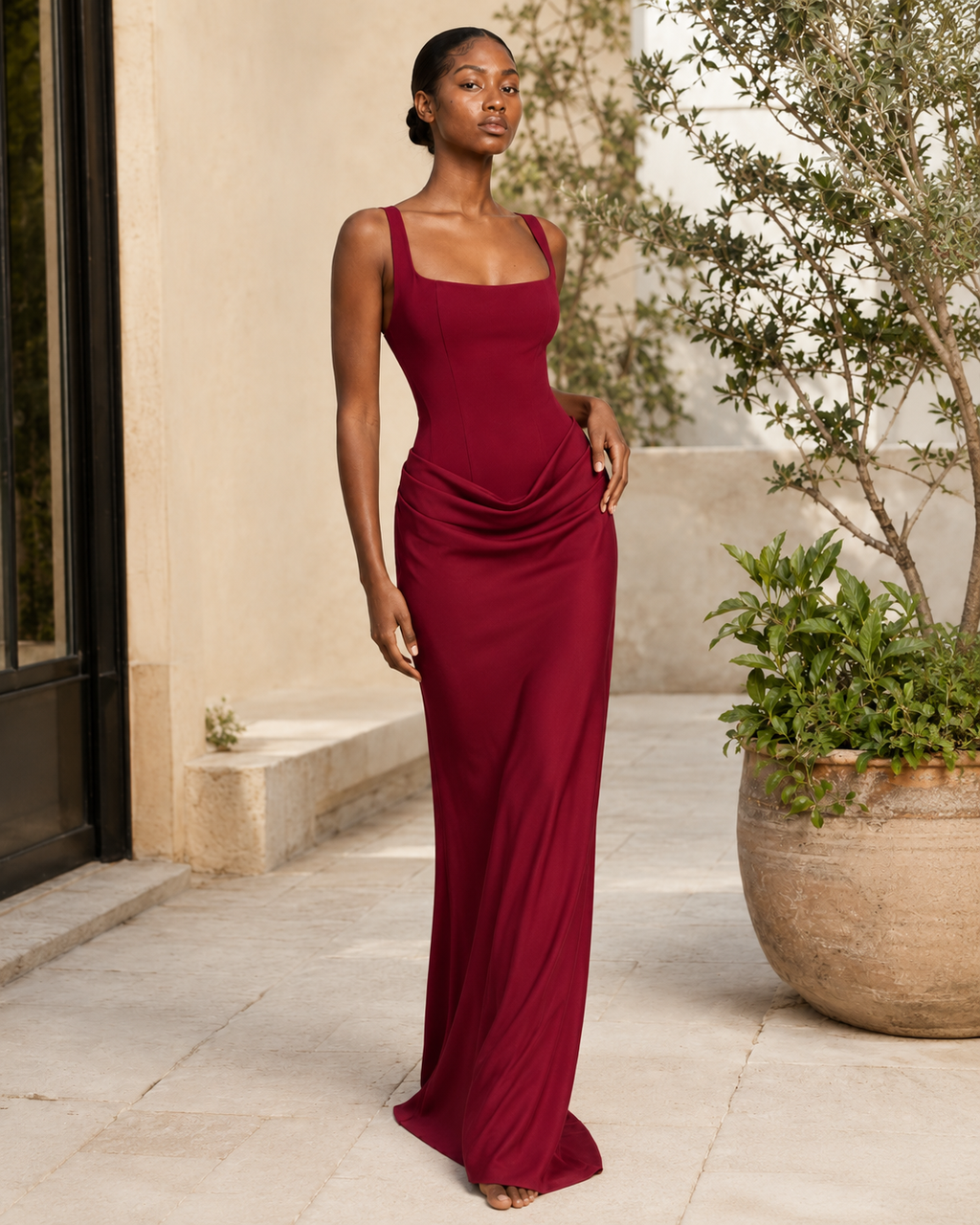 Mila | Square-Neck Bodycon Maxi Dress