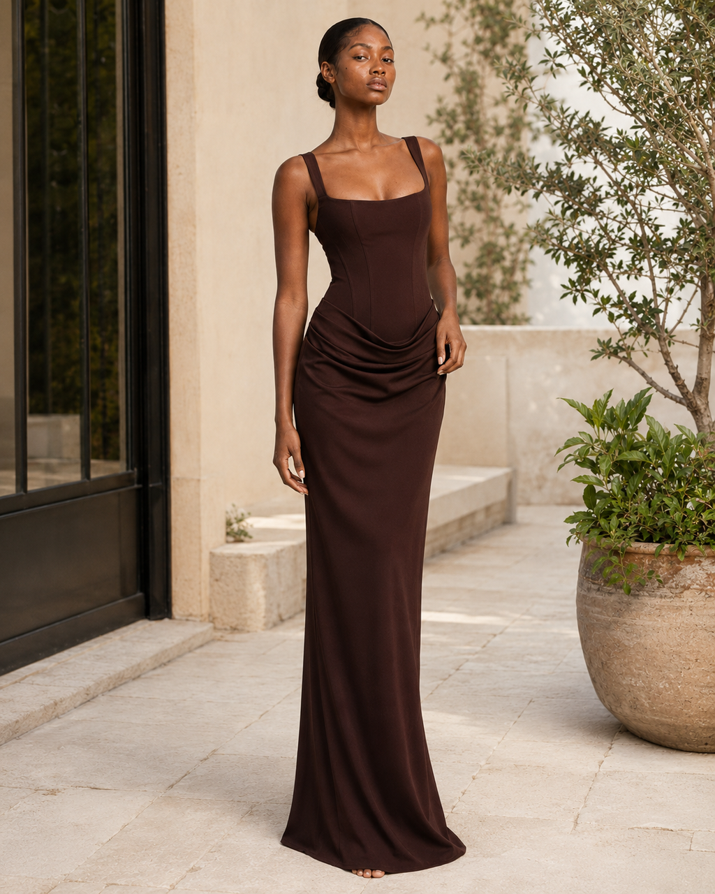 Mila | Square-Neck Bodycon Maxi Dress