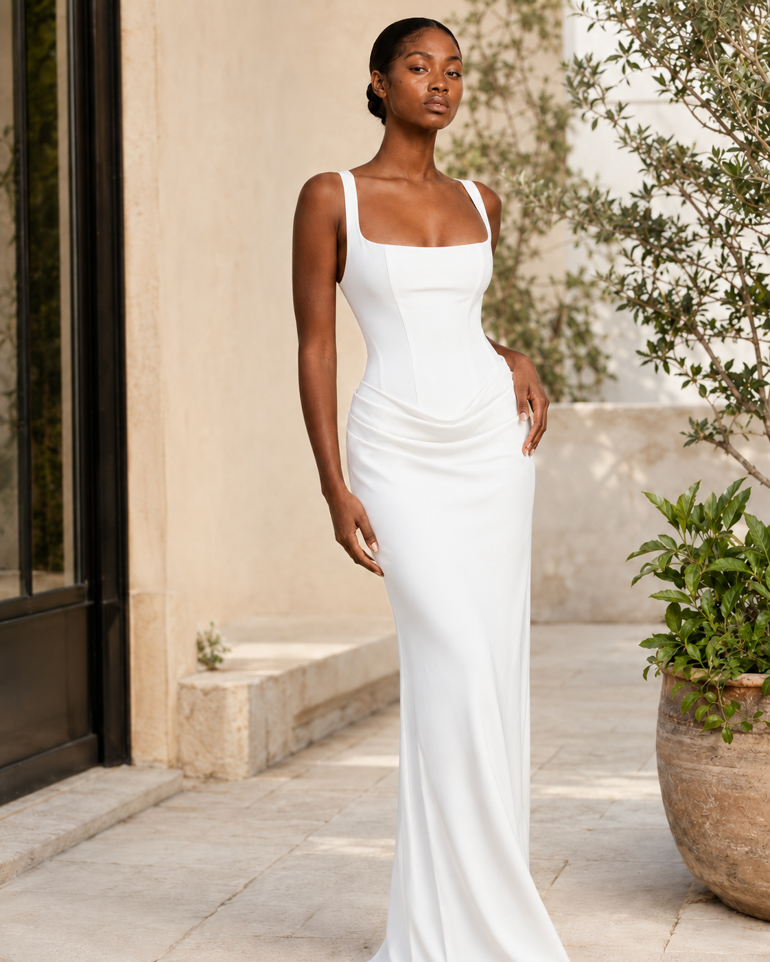 Mila | Square-Neck Bodycon Maxi Dress