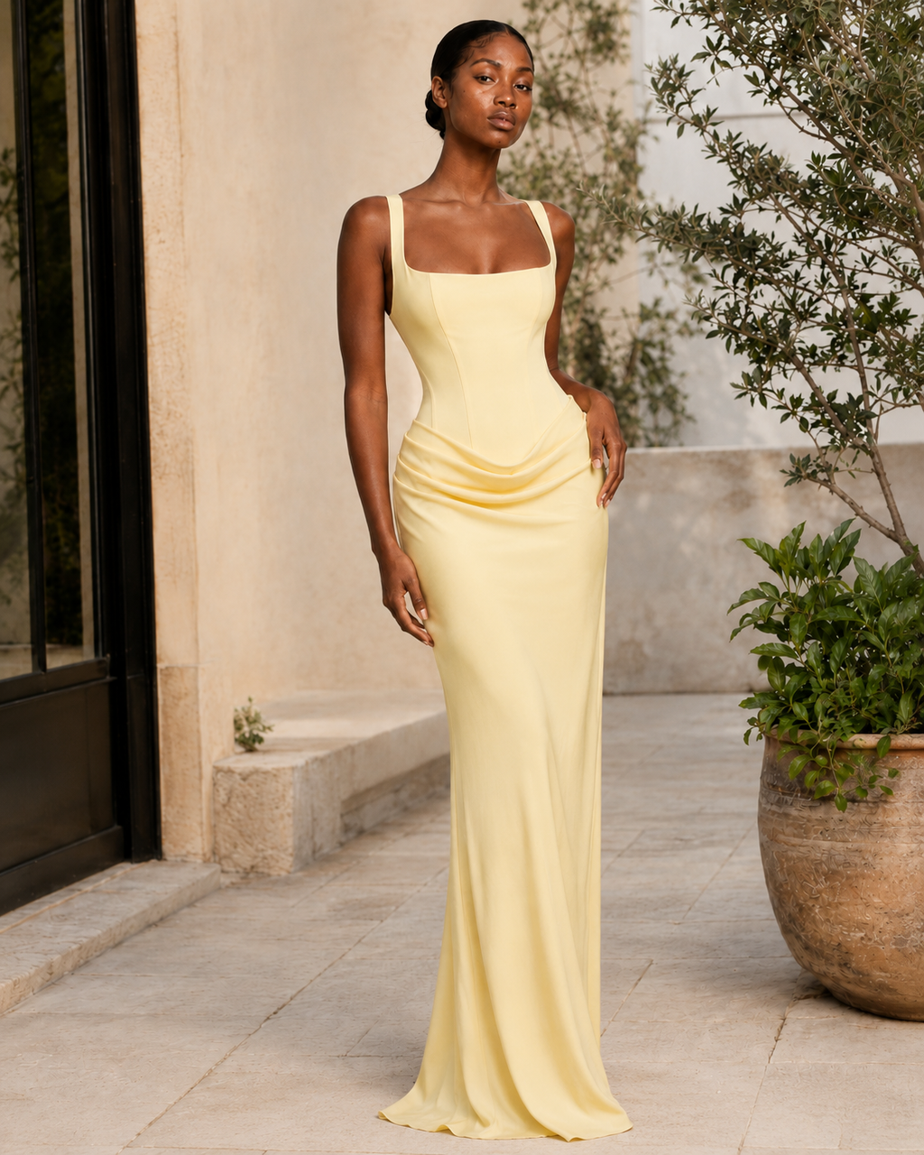 Mila | Square-Neck Bodycon Maxi Dress