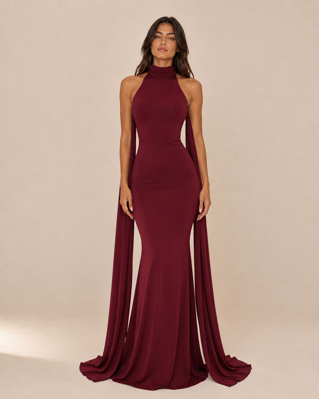 Celeste | Halter Cape Fishtail Gown