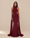 Celeste | Halter Cape Fishtail Gown
