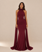 Celeste | Halter Cape Fishtail Gown