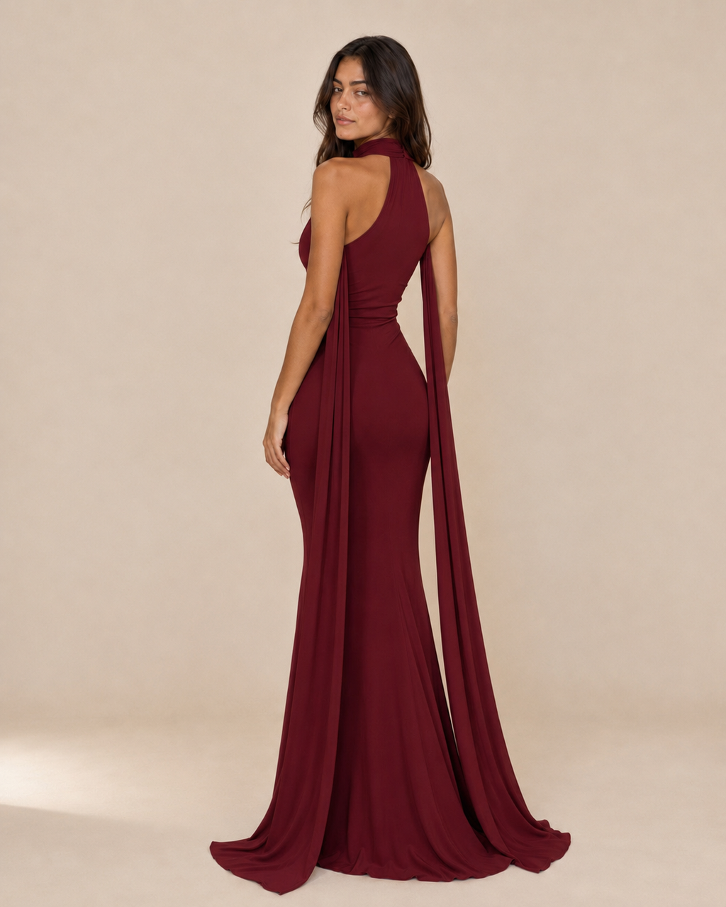 Celeste | Halter Cape Fishtail Gown