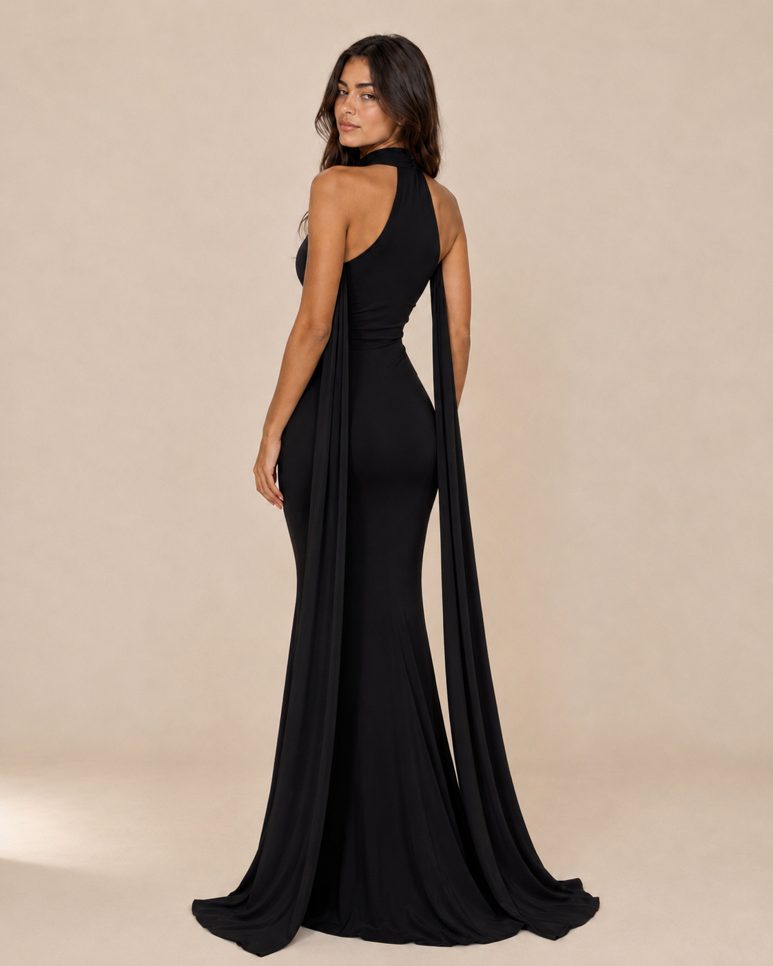 Celeste | Halter Cape Fishtail Gown