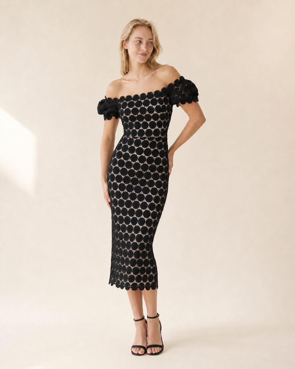 Faye | Lace Wrap Midi Dress