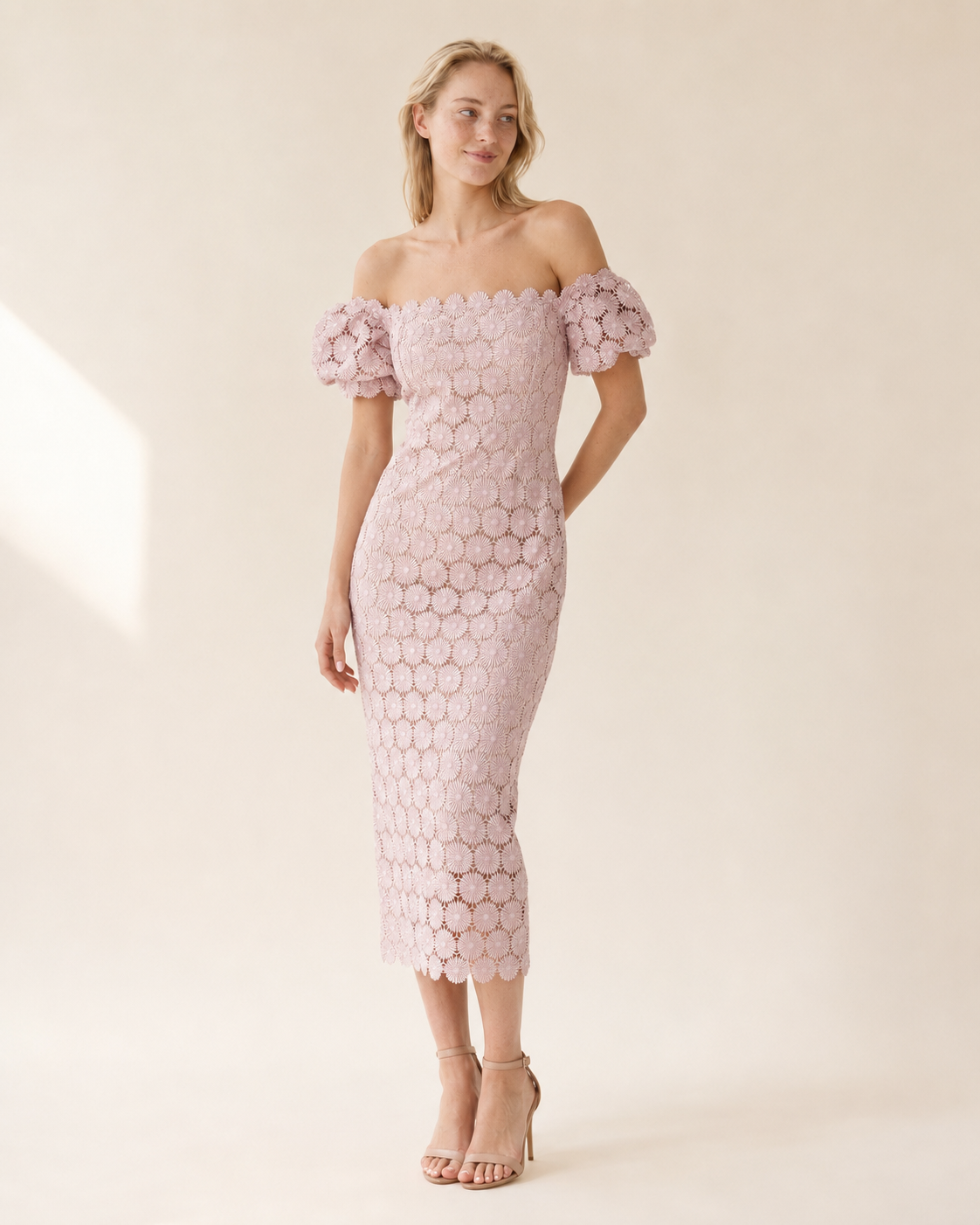Faye | Lace Wrap Midi Dress