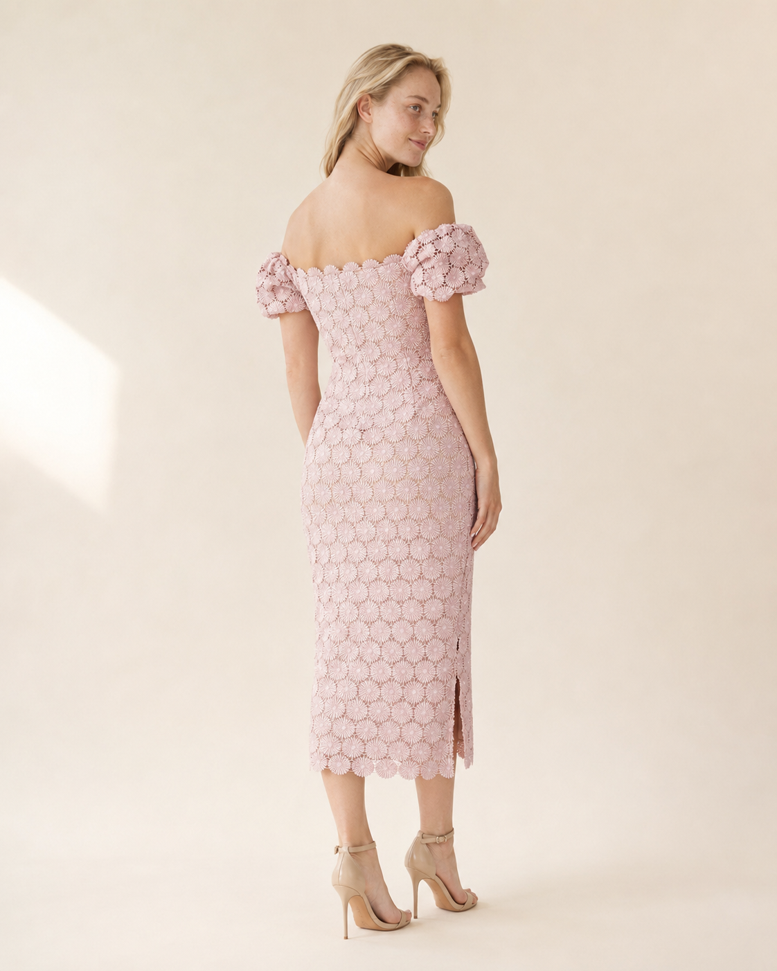 Faye | Lace Wrap Midi Dress