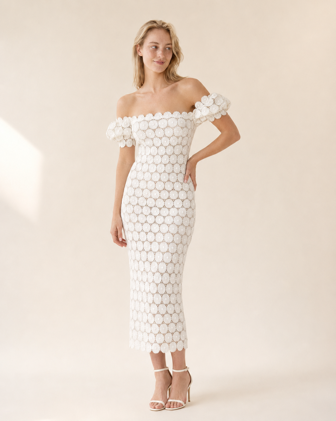 Faye | Lace Wrap Midi Dress