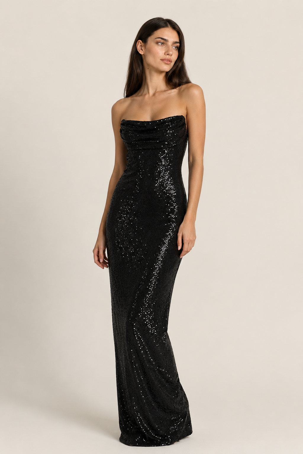 Gigi | Sequined Sleeveless Evening Gown