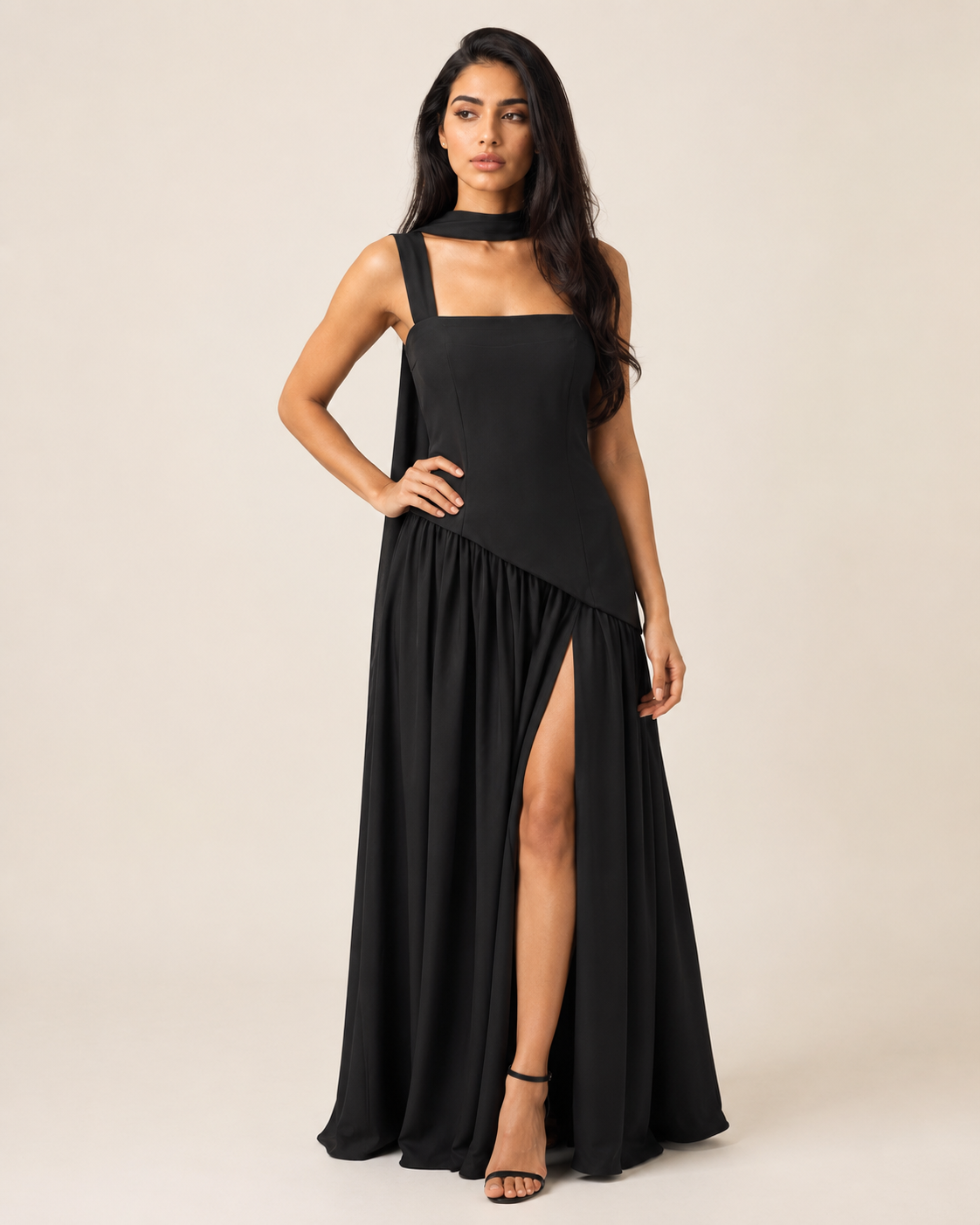 Mara | Halter Slit Midi Dress