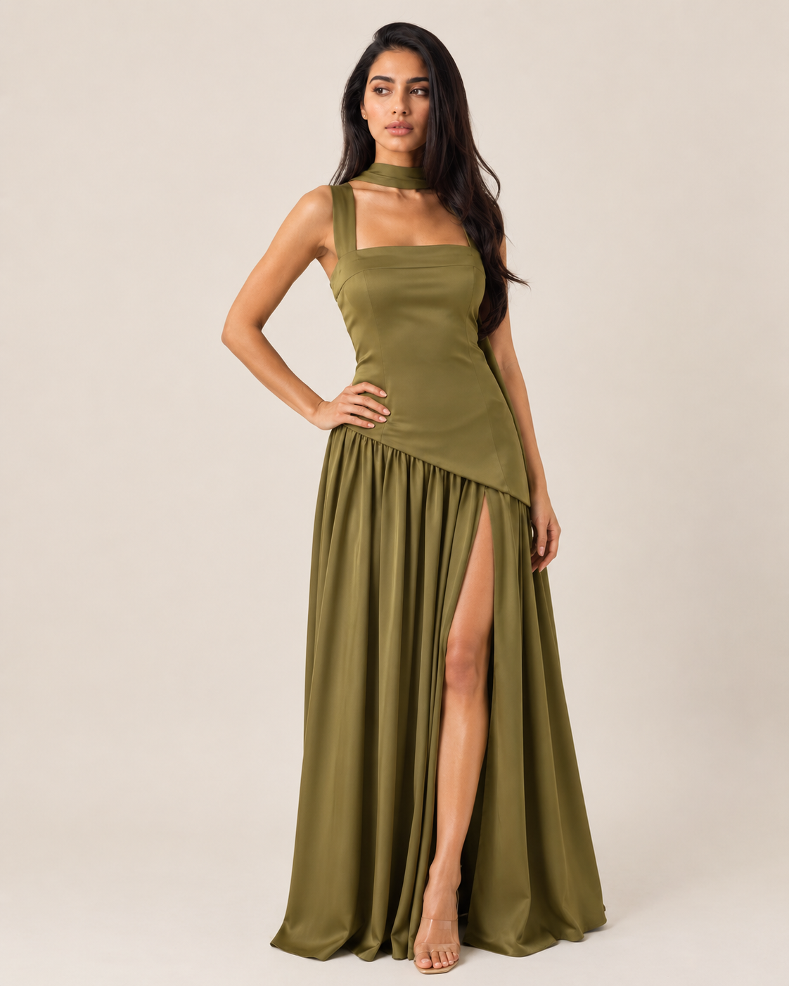 Mara | Halter Slit Midi Dress