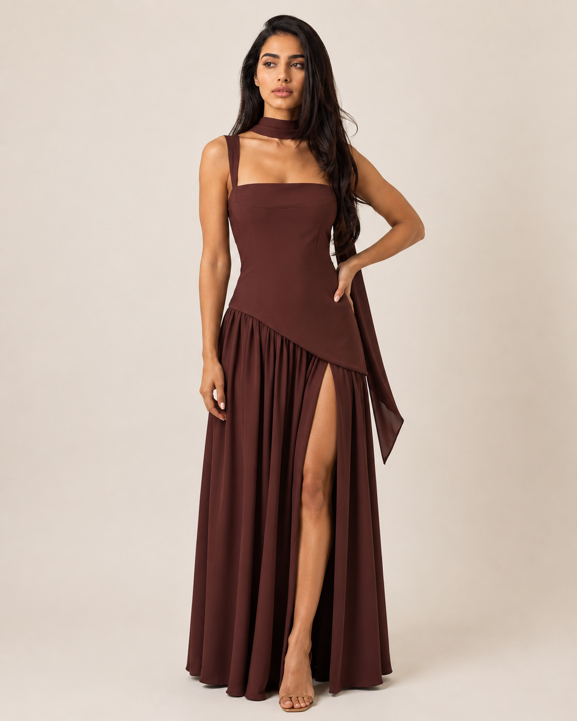 Mara | Halter Slit Midi Dress