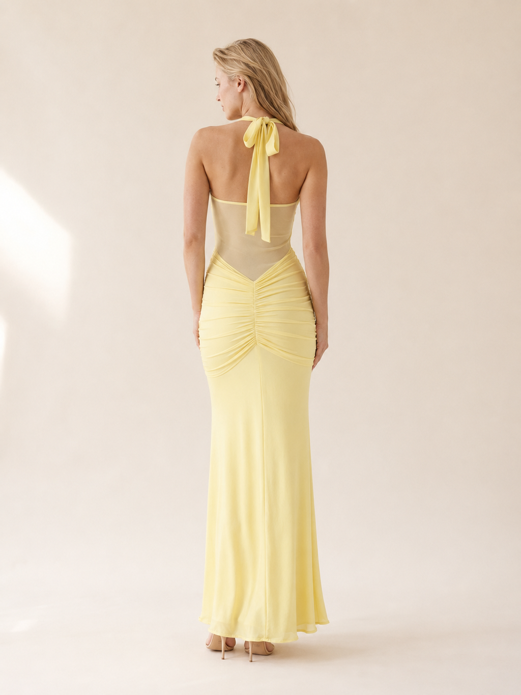 Talia | Halter Mesh Streamer Gown