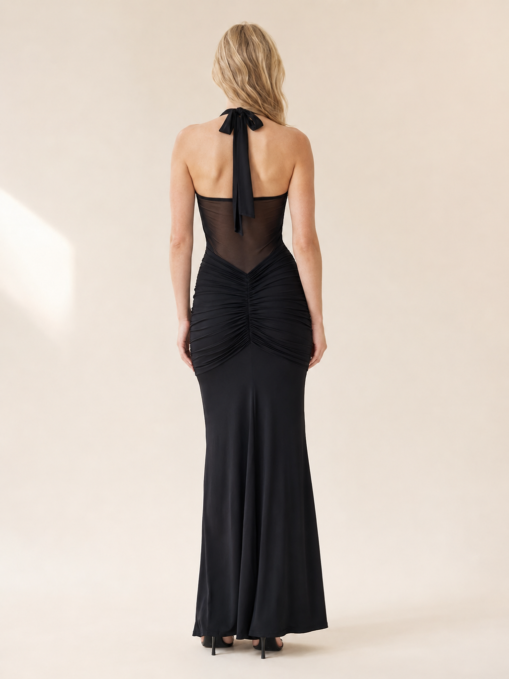 Talia | Halter Mesh Streamer Gown