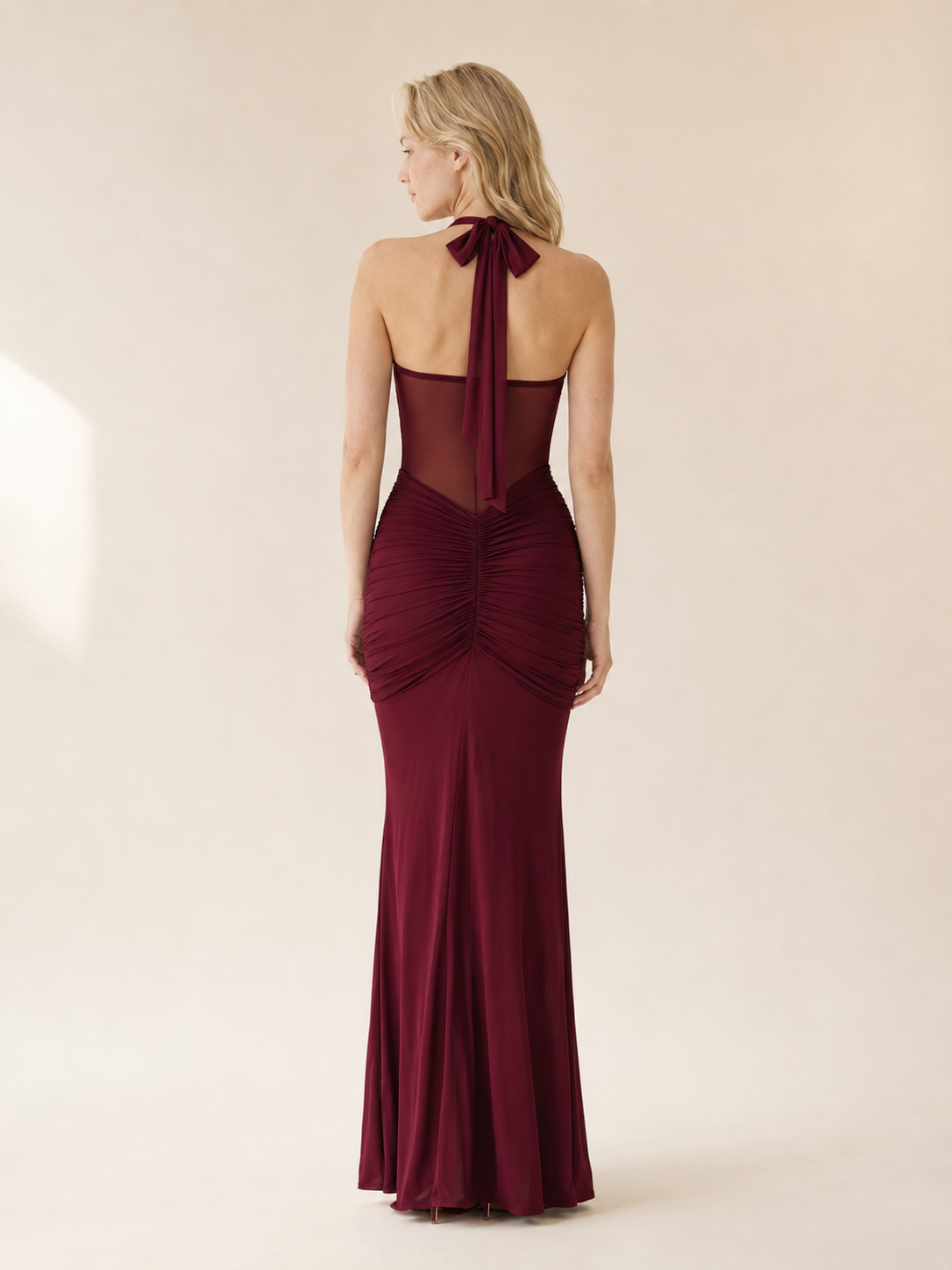 Talia | Halter Mesh Streamer Gown