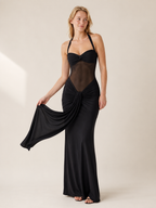 Talia | Halter Mesh Streamer Gown
