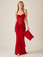 Talia | Halter Mesh Streamer Gown