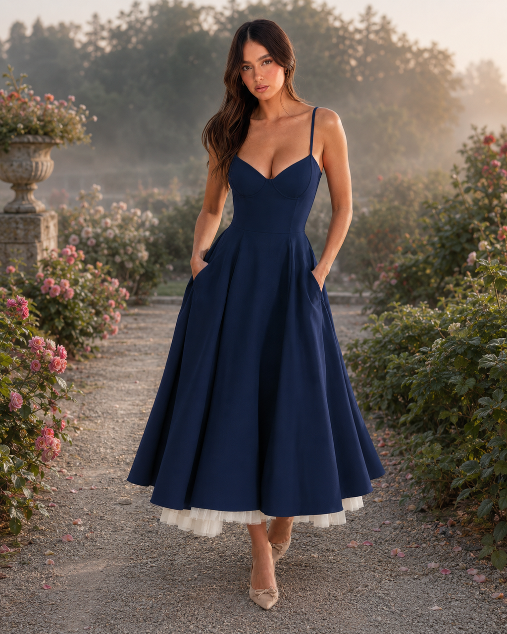 Skye | Double-Layer Mesh Slip Dress
