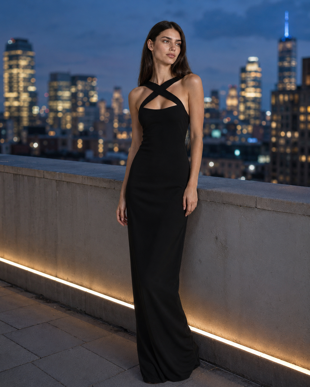 Naomi | Cross-Neck Bodycon Maxi