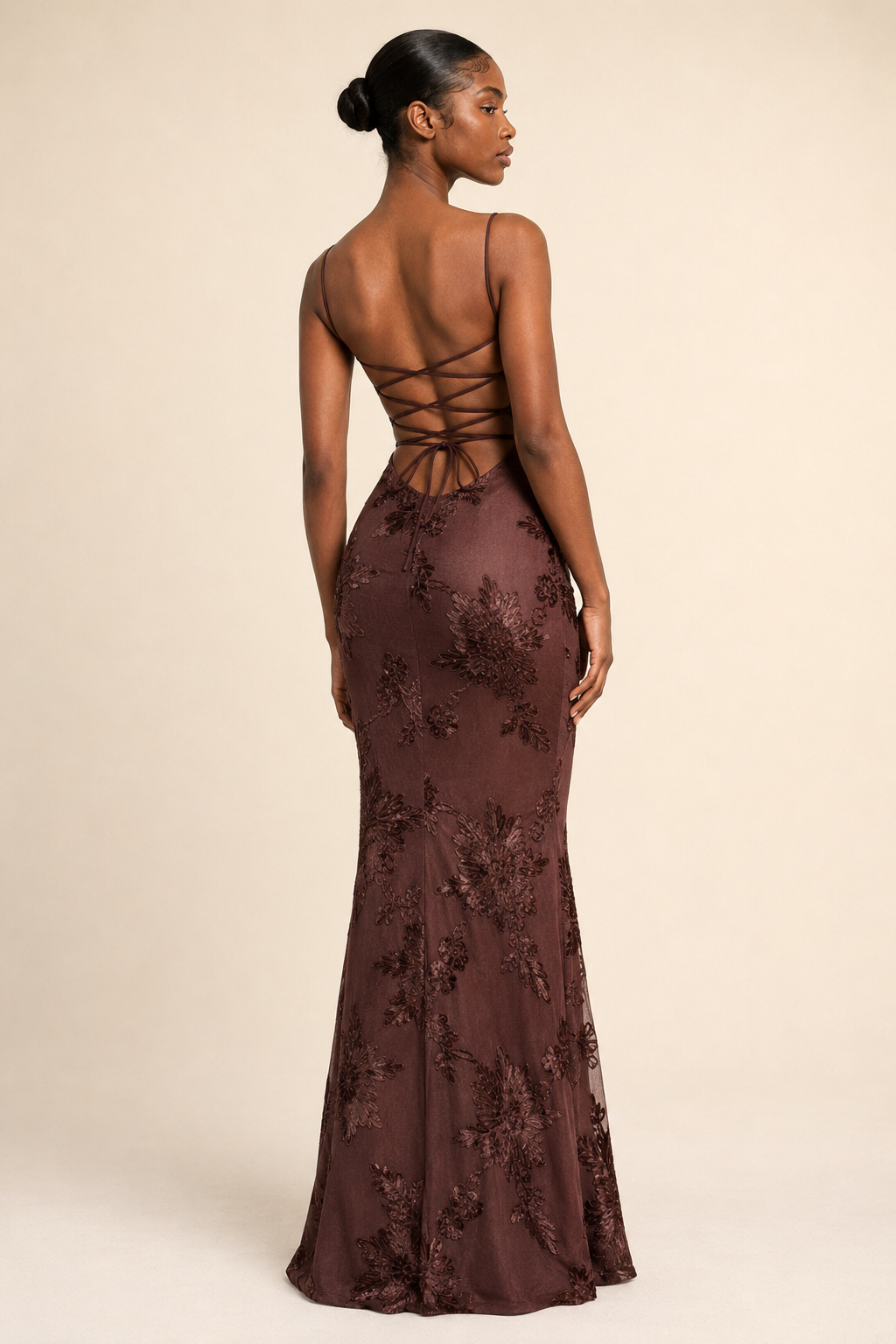 Aurora | Embroidered Open-Back Gown
