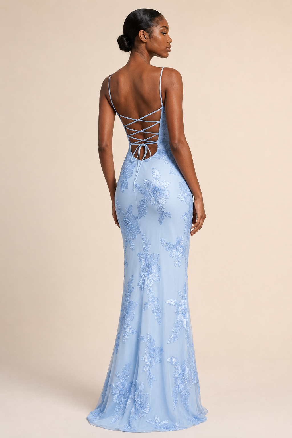 Aurora | Embroidered Open-Back Gown