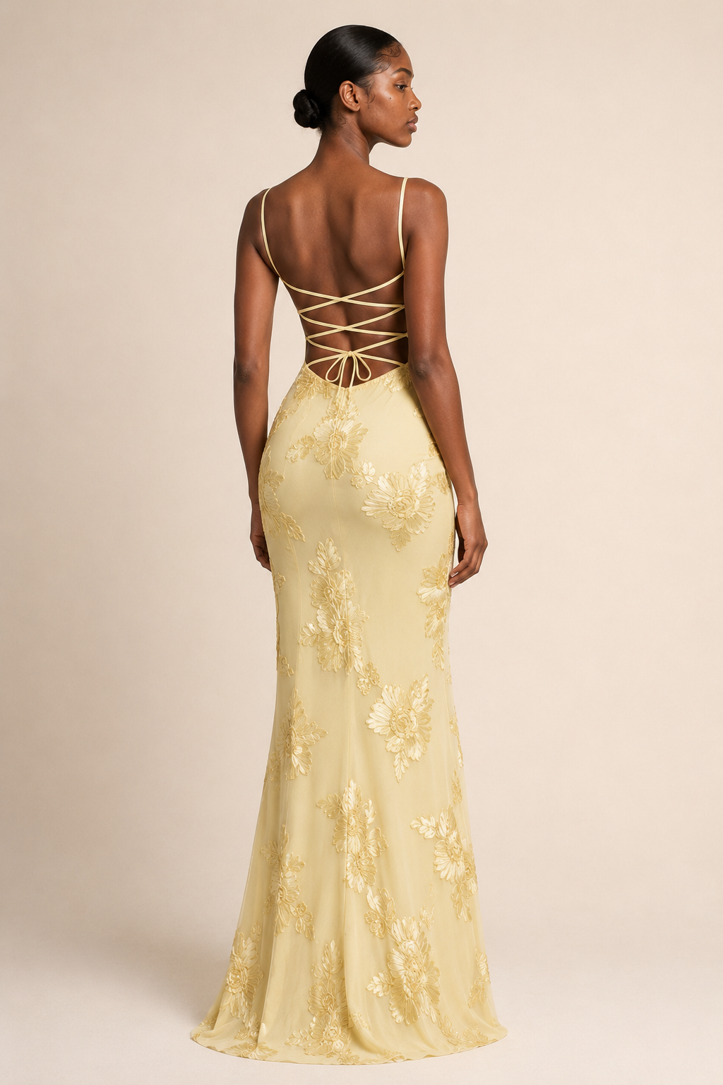 Aurora | Embroidered Open-Back Gown