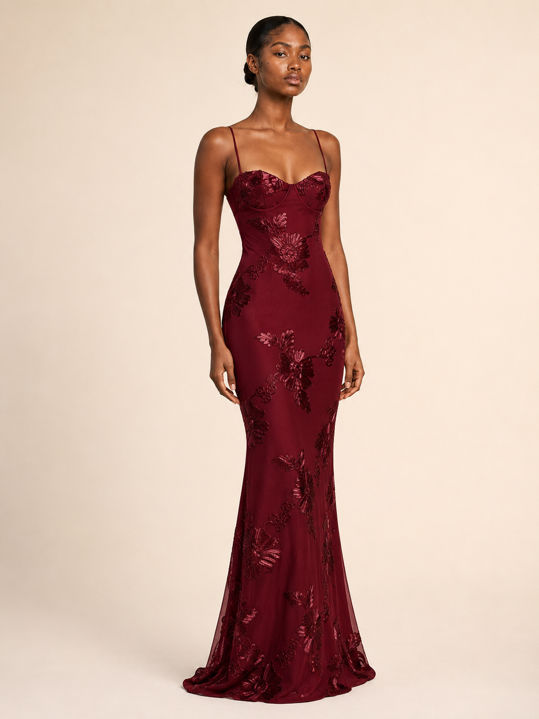 Aurora | Embroidered Open-Back Gown