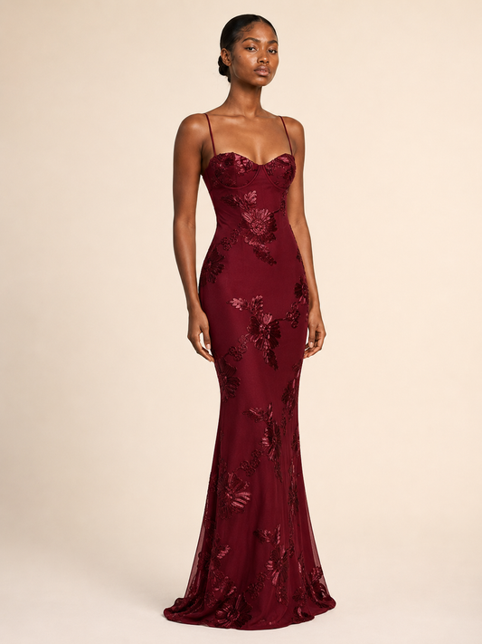 Aurora | Embroidered Open-Back Gown