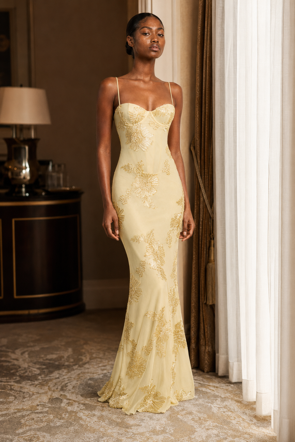 Aurora | Embroidered Open-Back Gown