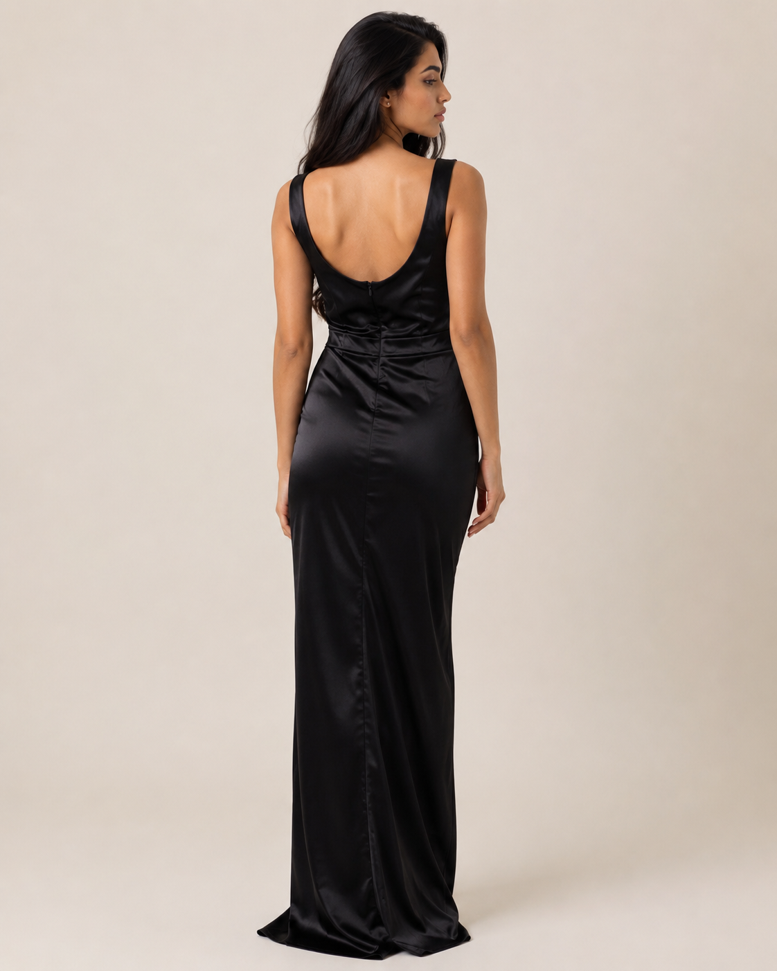 Iris | V-Neck Satin Slit Gown