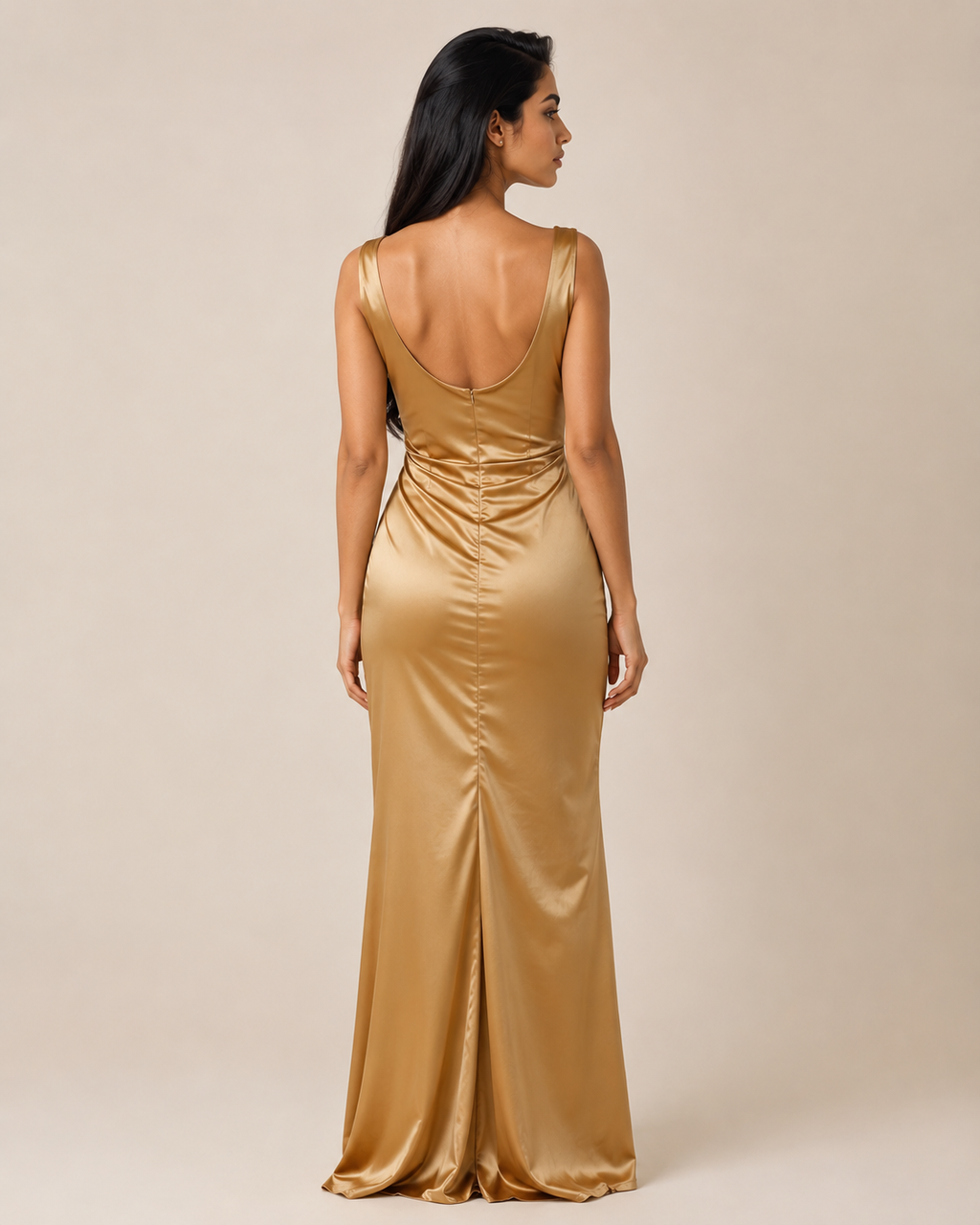 Iris | V-Neck Satin Slit Gown