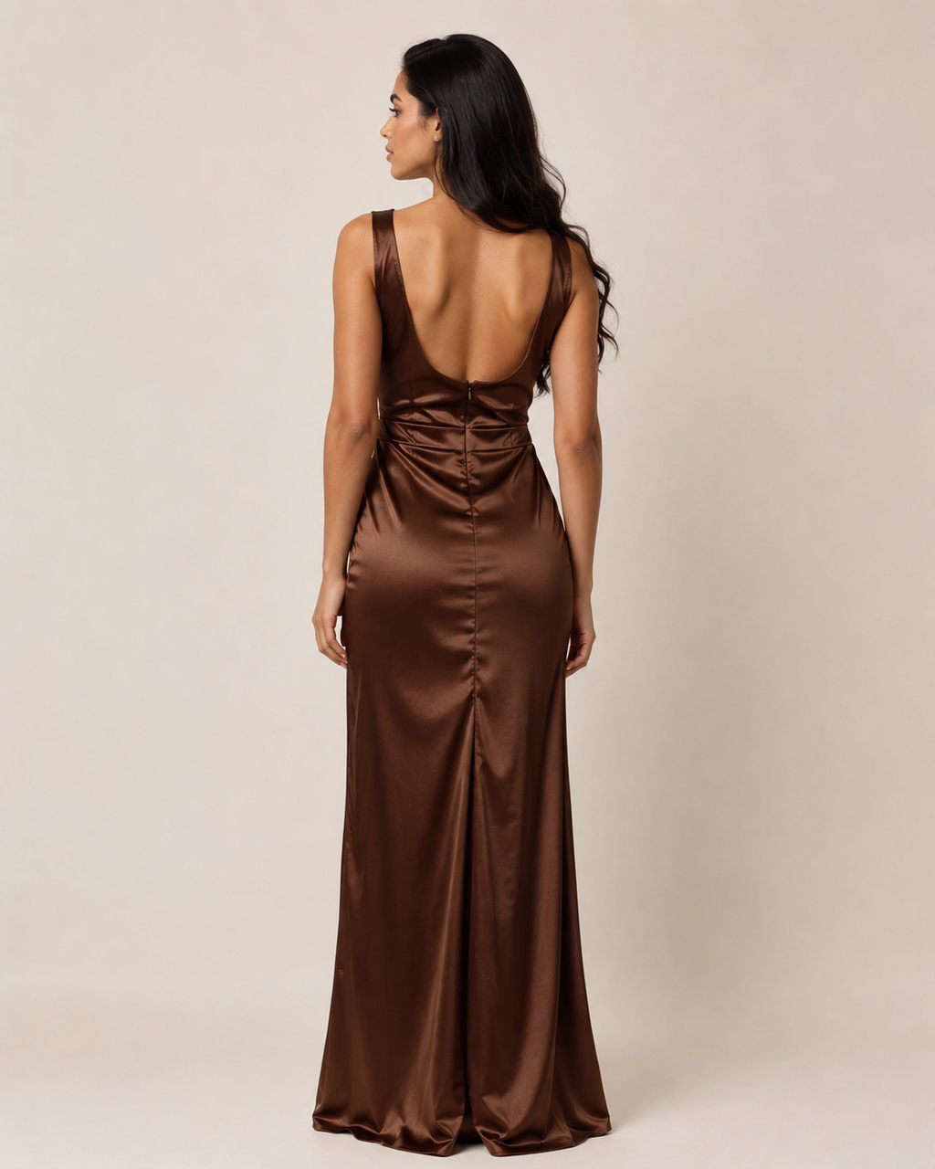 Iris | V-Neck Satin Slit Gown