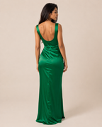 Iris | V-Neck Satin Slit Gown