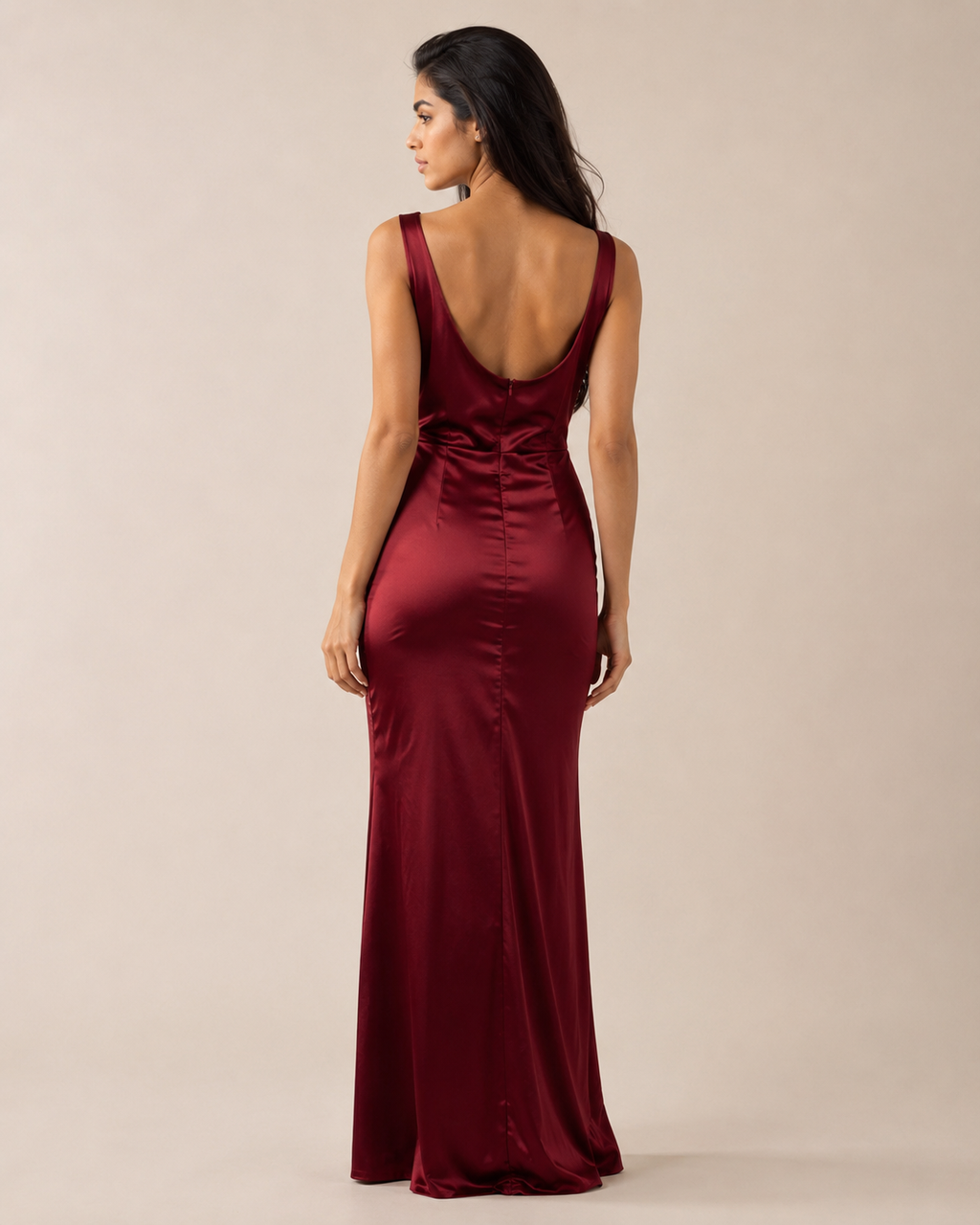 Iris | V-Neck Satin Slit Gown