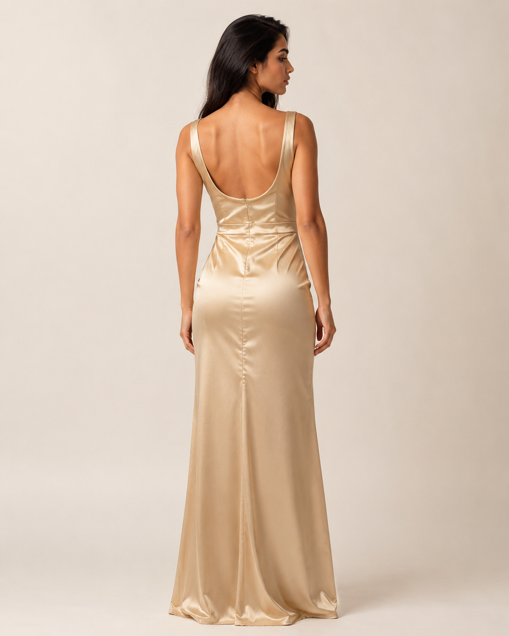Iris | V-Neck Satin Slit Gown