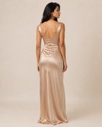 Iris | V-Neck Satin Slit Gown