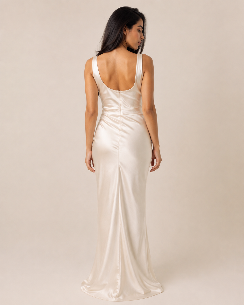 Iris | V-Neck Satin Slit Gown