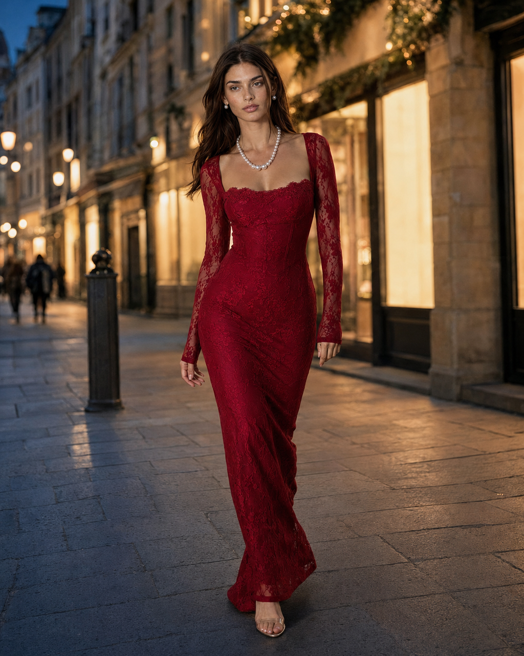 Lana | Square-Neck Lace Bodycon Dress