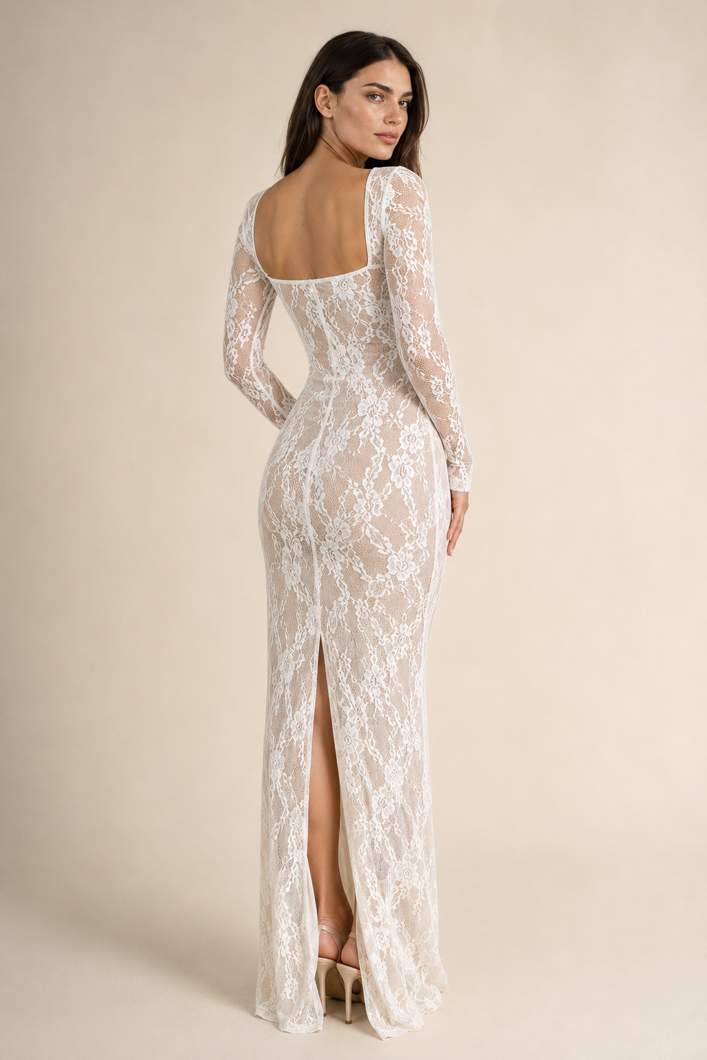 Lana | Square-Neck Lace Bodycon Dress