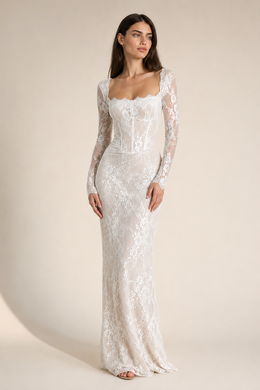 Lana | Square-Neck Lace Bodycon Dress