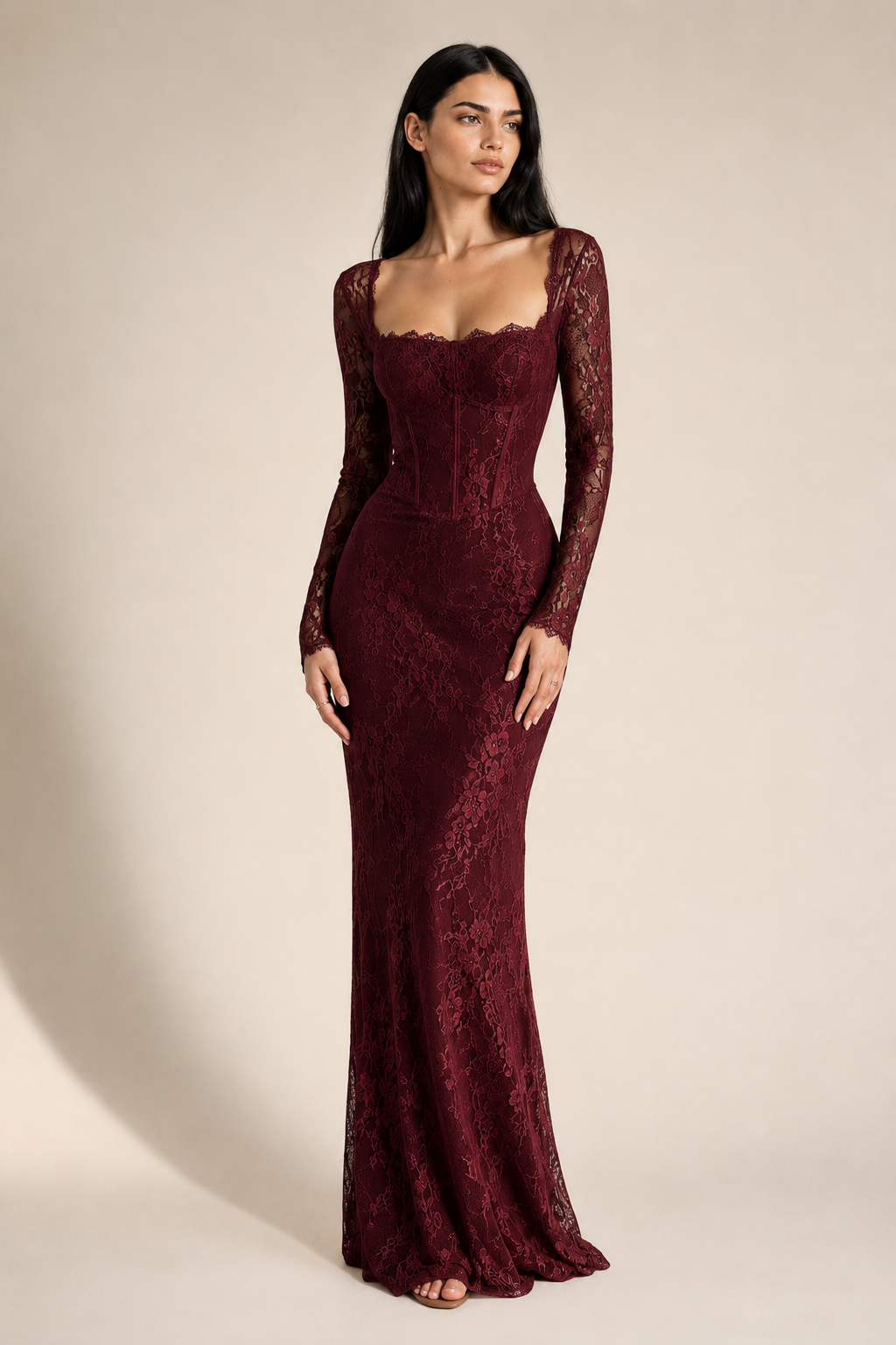 Lana | Square-Neck Lace Bodycon Dress