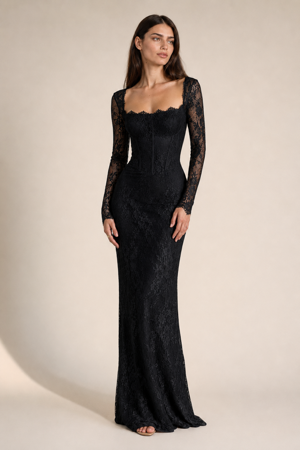 Lana | Square-Neck Lace Bodycon Dress