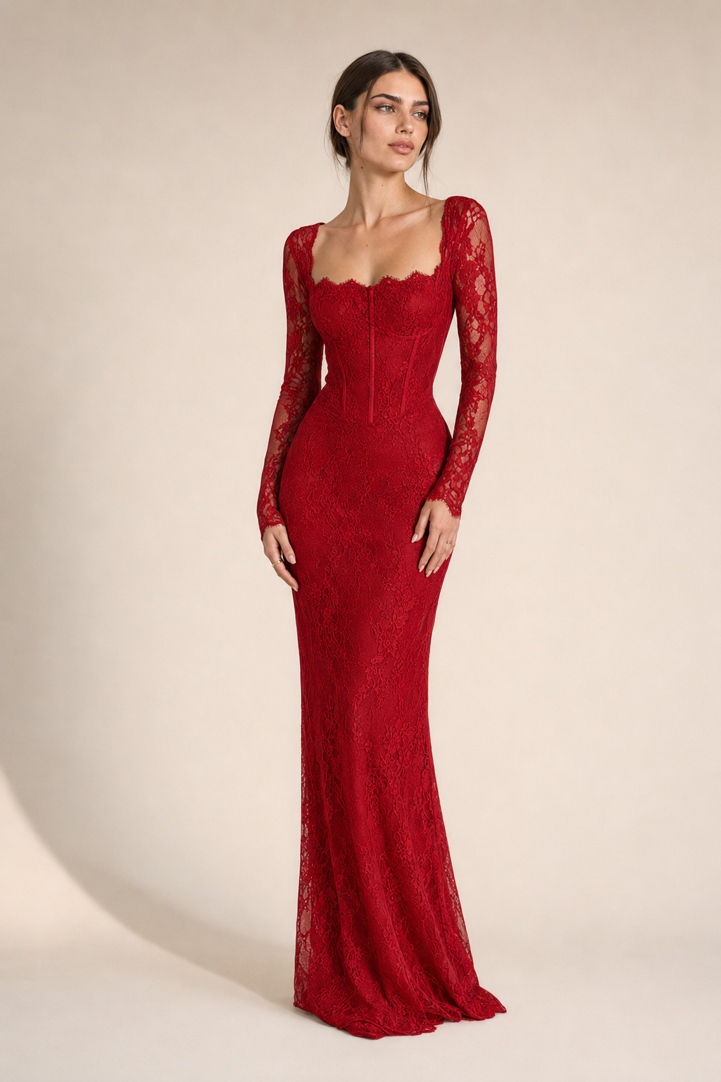 Lana | Square-Neck Lace Bodycon Dress