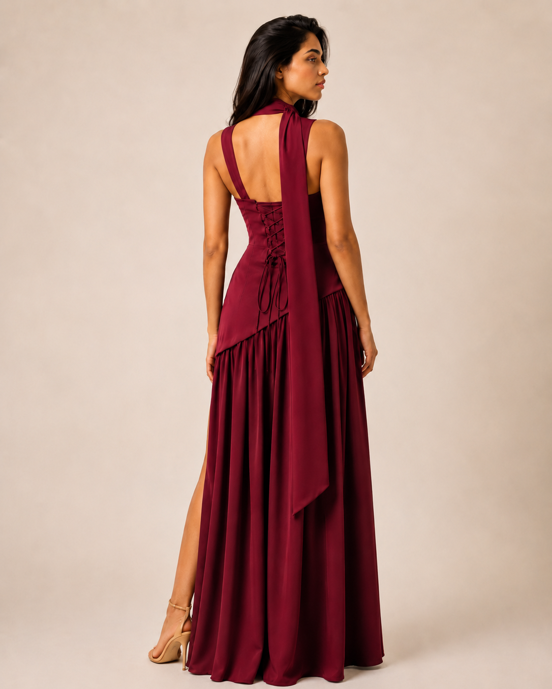 Mara | Halter Slit Midi Dress
