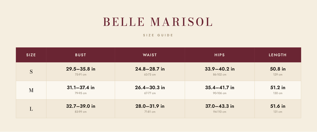 Esme size guide – Belle Marisol