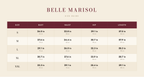 Sienna size guide – Belle Marisol