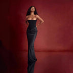Valentina strapless corset-back satin gown – Belle Marisol occasion dress, view 1